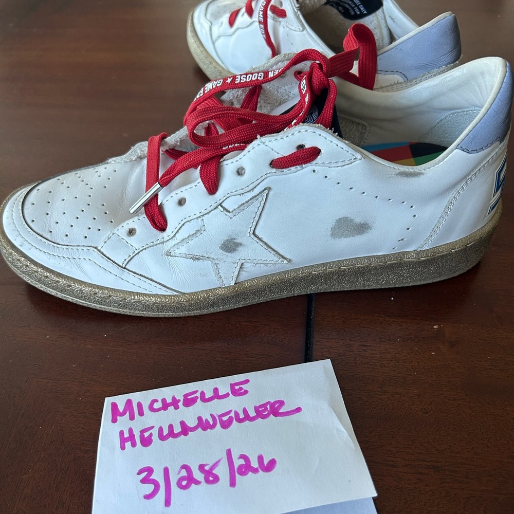 Golden Goose White Sneakers with Red Laces